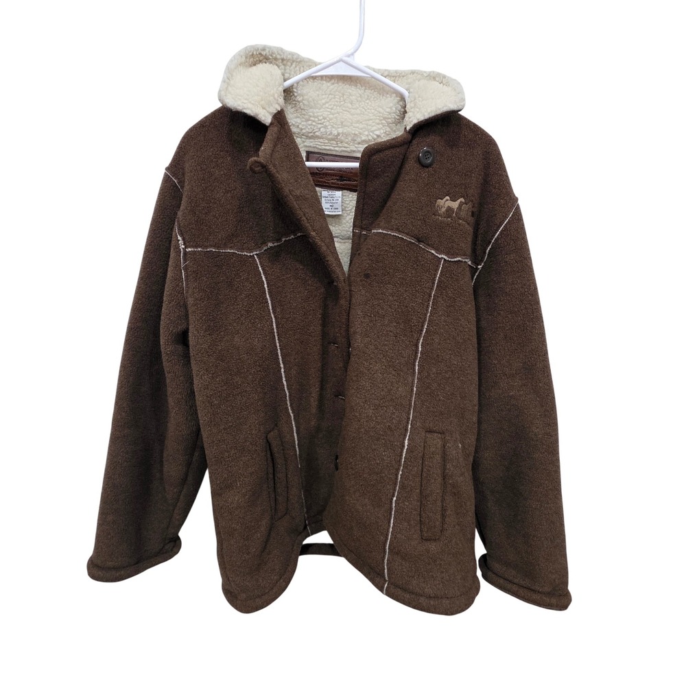 Outback Trading Co Alpine Ponies Parka Brown Sherpa Lined Fleece Jacket Mens MD